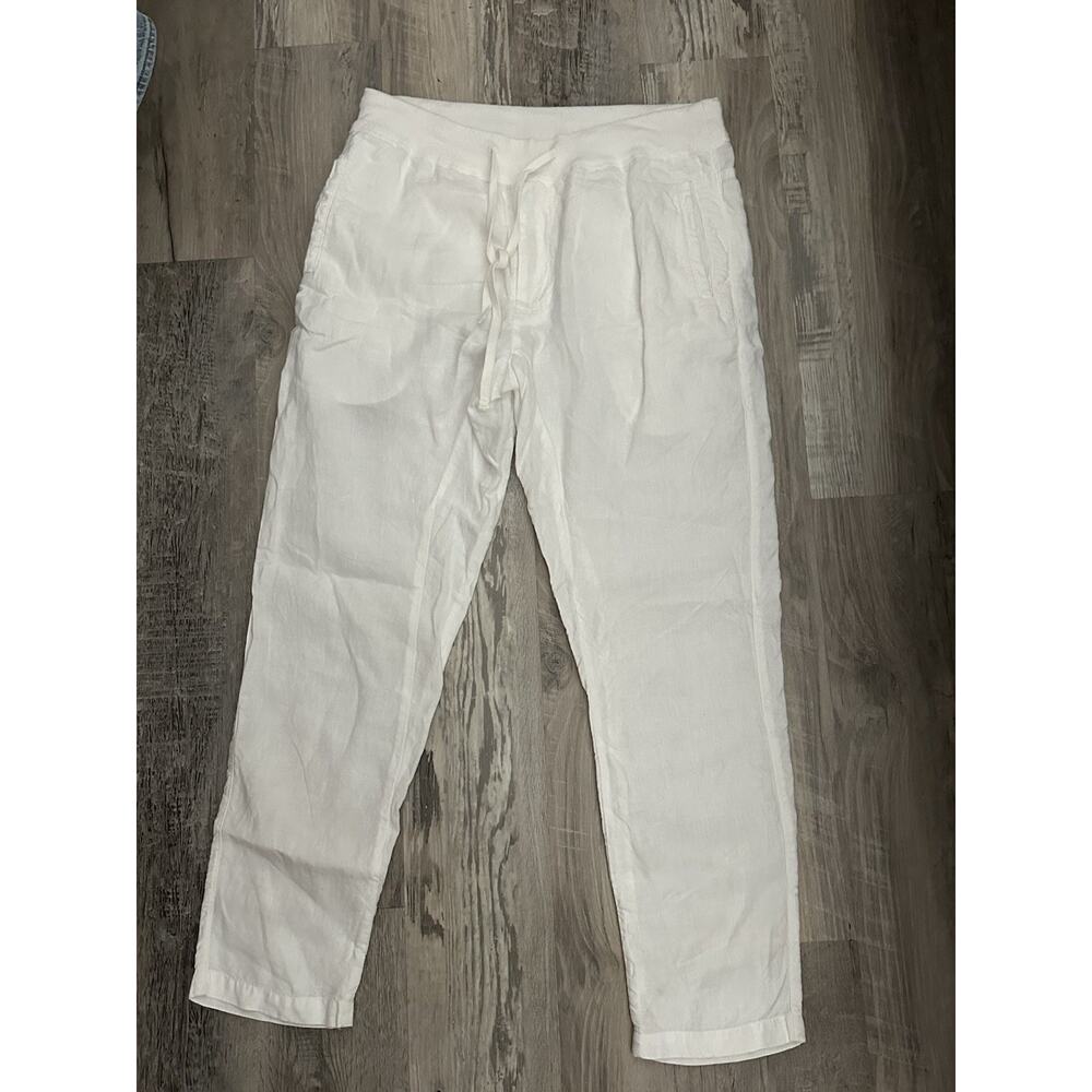 CP Shades Linen Drawstring Pants Womens Size 28 White Straight Leg